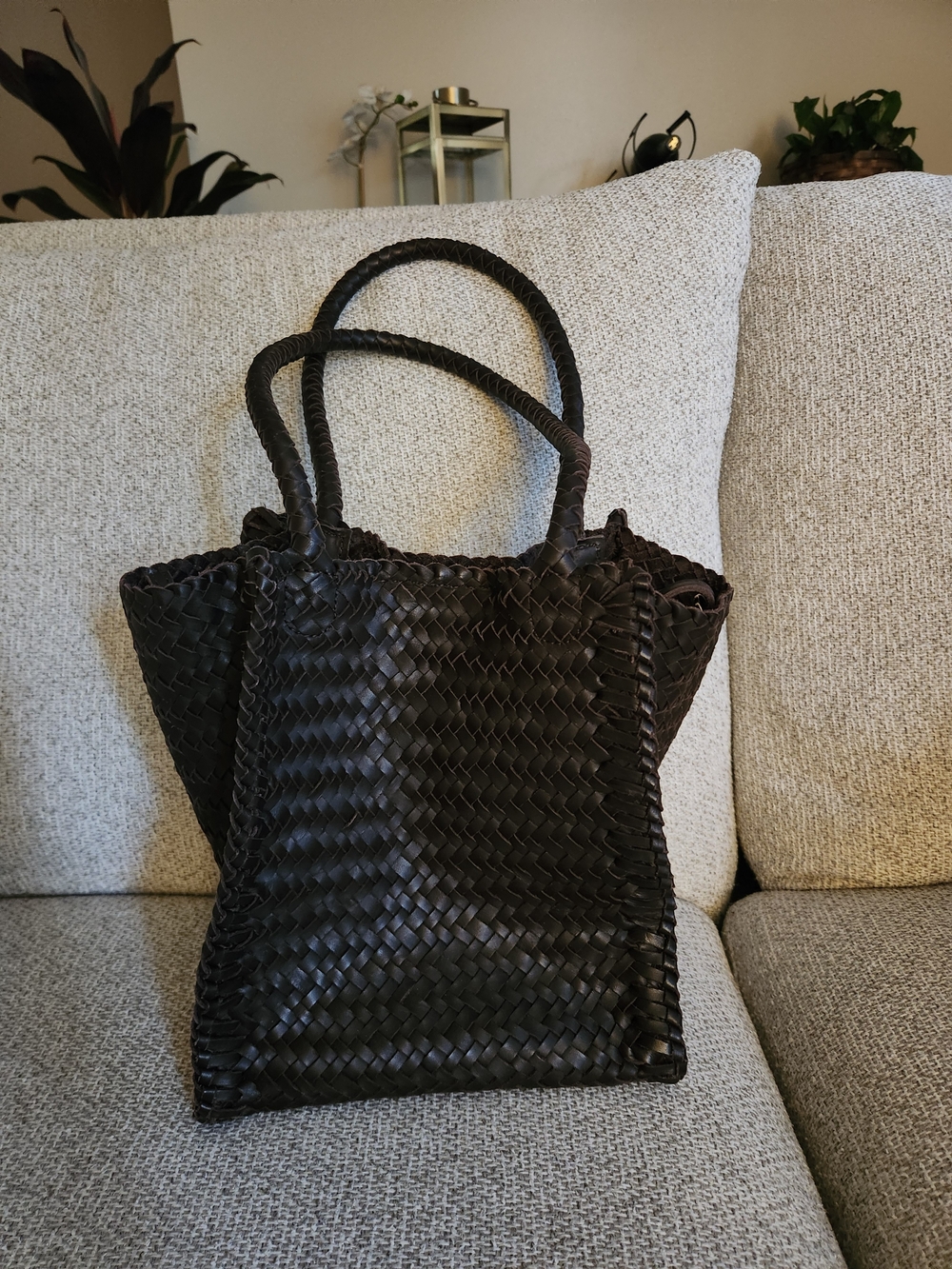 Madewell Dark Brown Woven Leather Tote